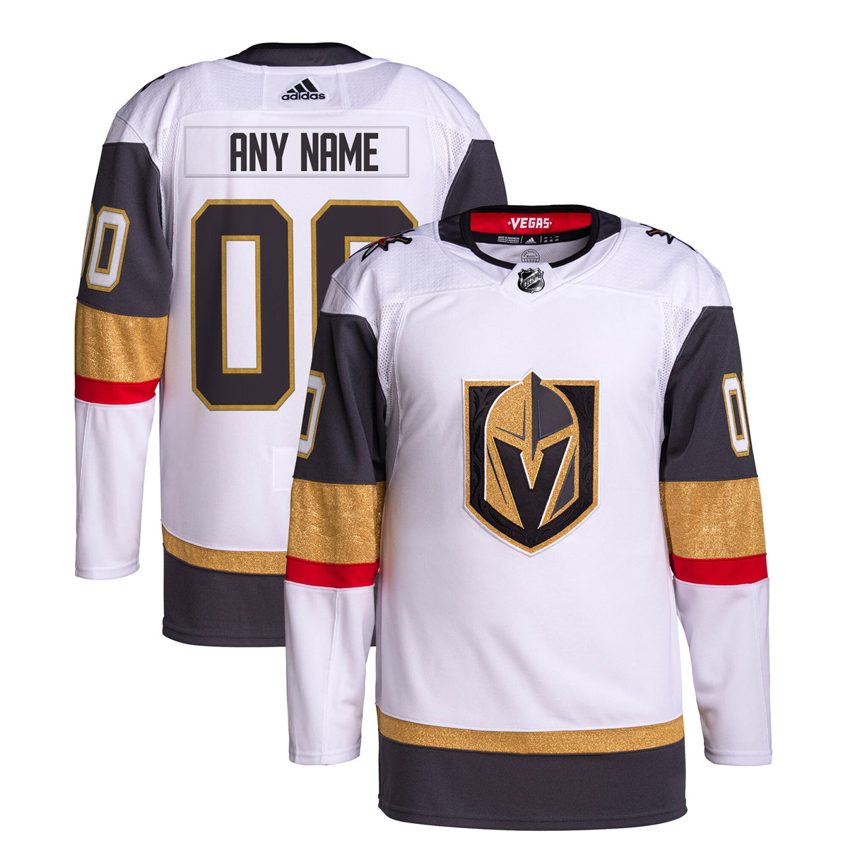Vegas Golden Knights adidas Away Custom Primegreen Authentic Pro Jersey White