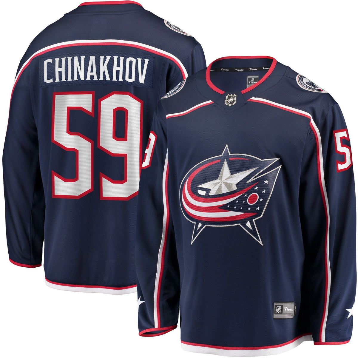 Men's Fanatics Branded Yegor Chinakhov Navy Columbus Blue Jackets Home Breakaway Player Jersey