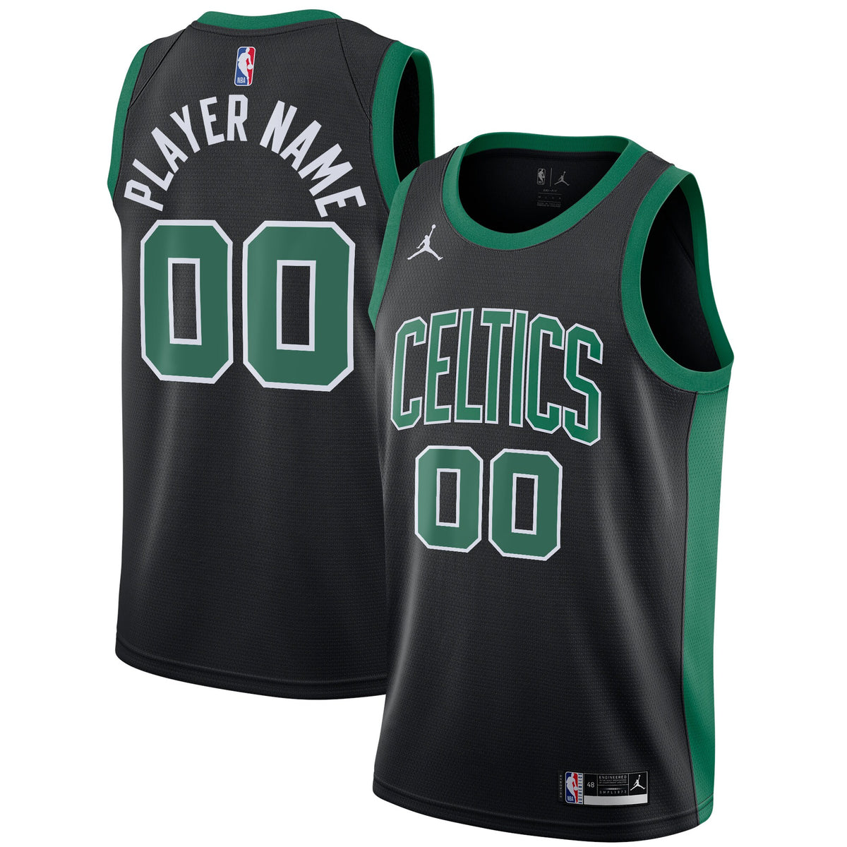 Boston Celtics Jordans Brand Swingman Custom Jersey - Statement Edition - Black