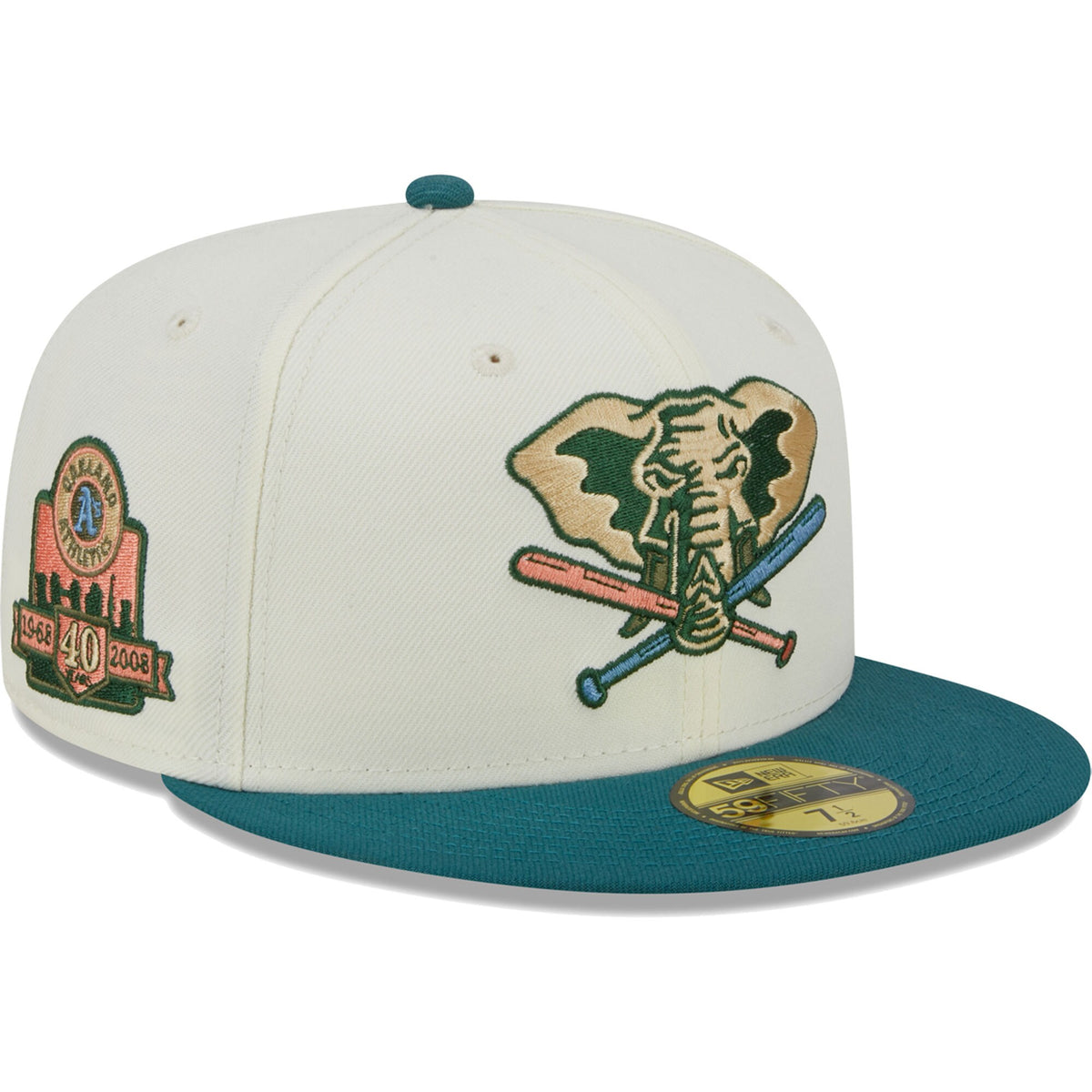 Oakland Athletics New Era Chrome Evergreen 59FIFTY Fitted Hat - Cream
