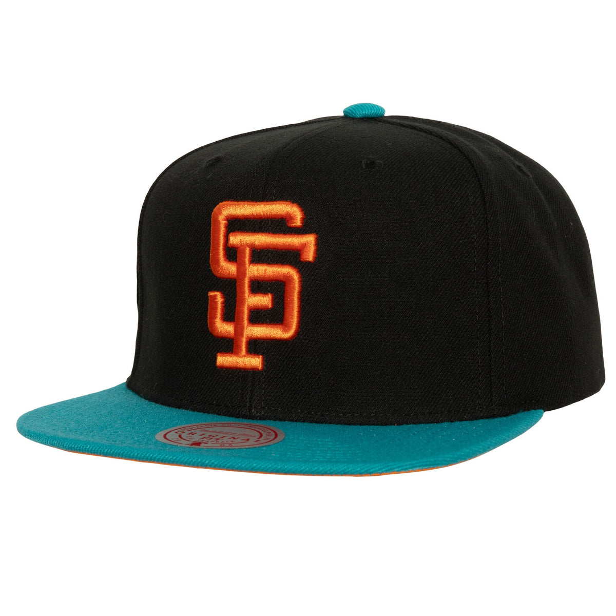 San Francisco Giants Mitchell & Ness Citrus Cooler Snapback Hat - Black/Teal