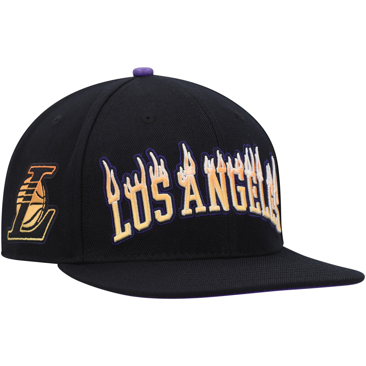 Los Angeles Lakers Pro Standard Flames Snapback Hat - Black