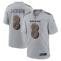 Men s Nike Lamar Jackson Gray Baltimore Ravens Atmosphere Fashion Game Jersey