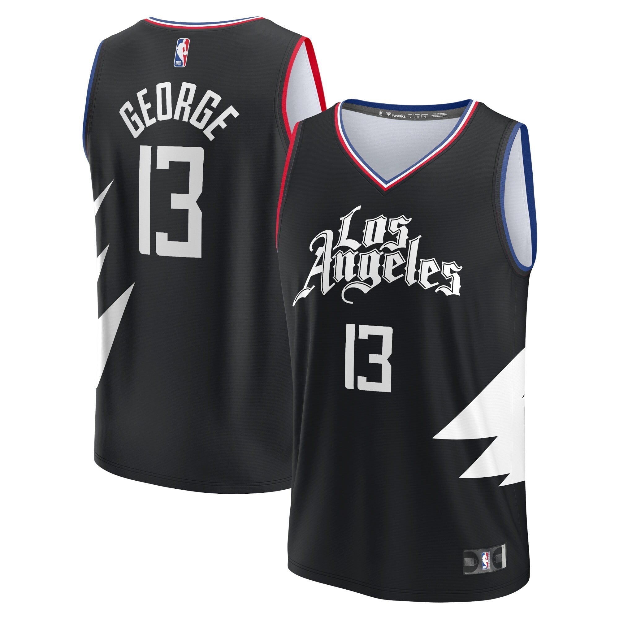 Youth Fanatics Branded Paul George Black LA Clippers 2021/22 Fast Break Player Jersey - Statement Edition