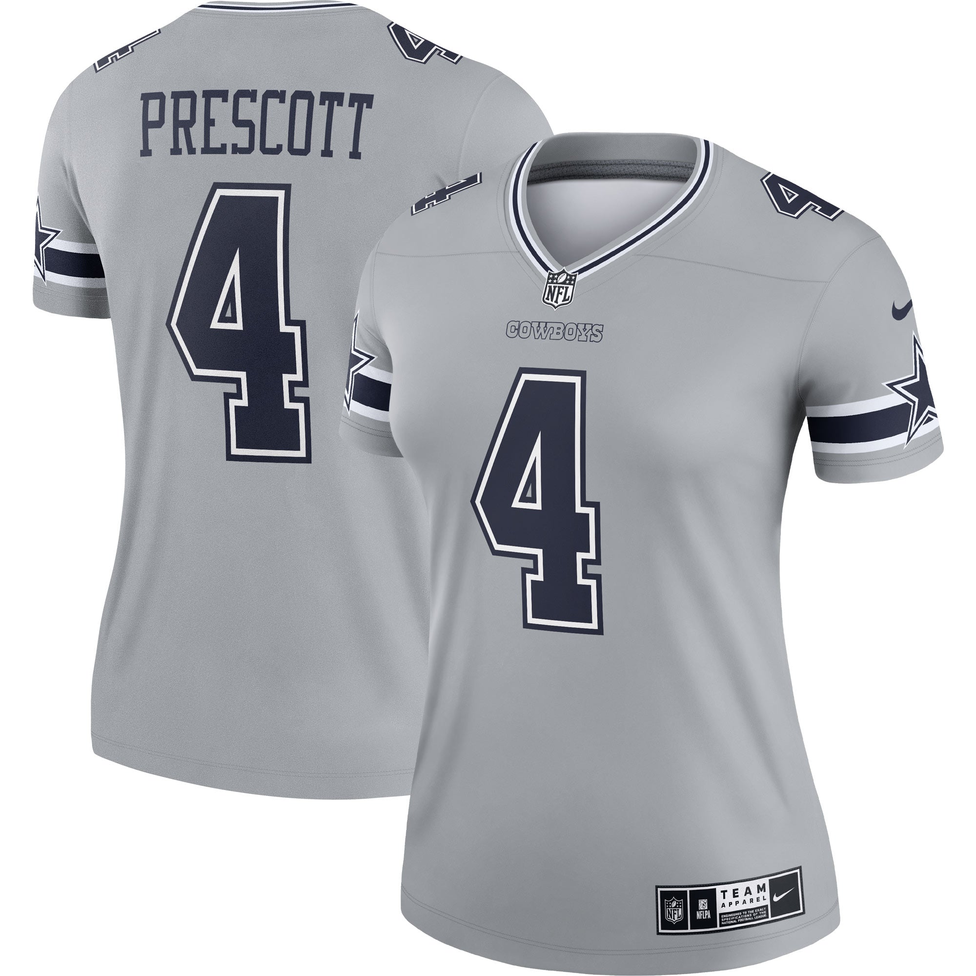 Dak Prescott Dallas Cowboys Nike Women s Inverted Legend Jersey   Gray