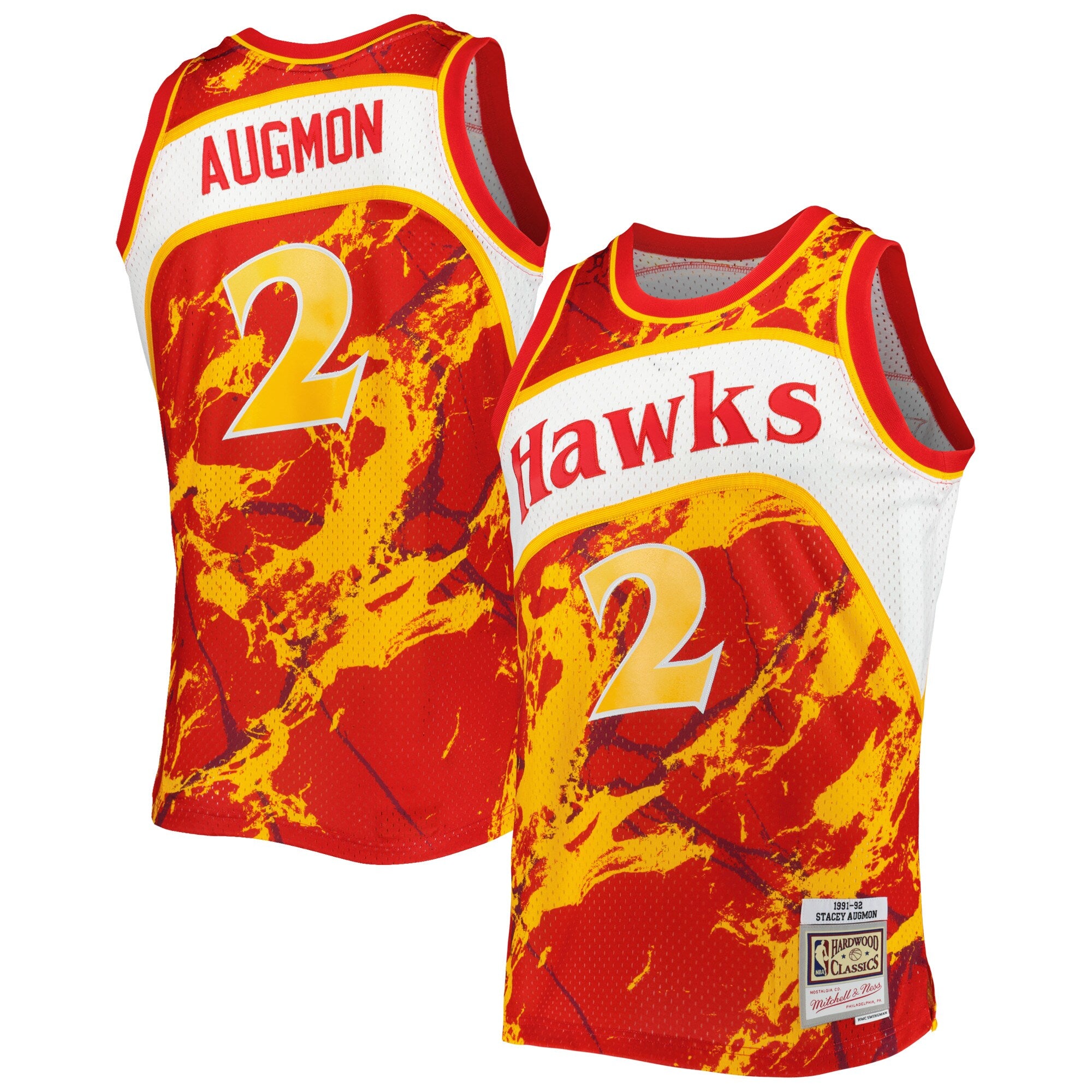 Stacey Augmon Atlanta Hawks, NBA Jerseys Mitchell & Ness 1991/92 Hardwood Classics Marble Swingman Jersey - Red