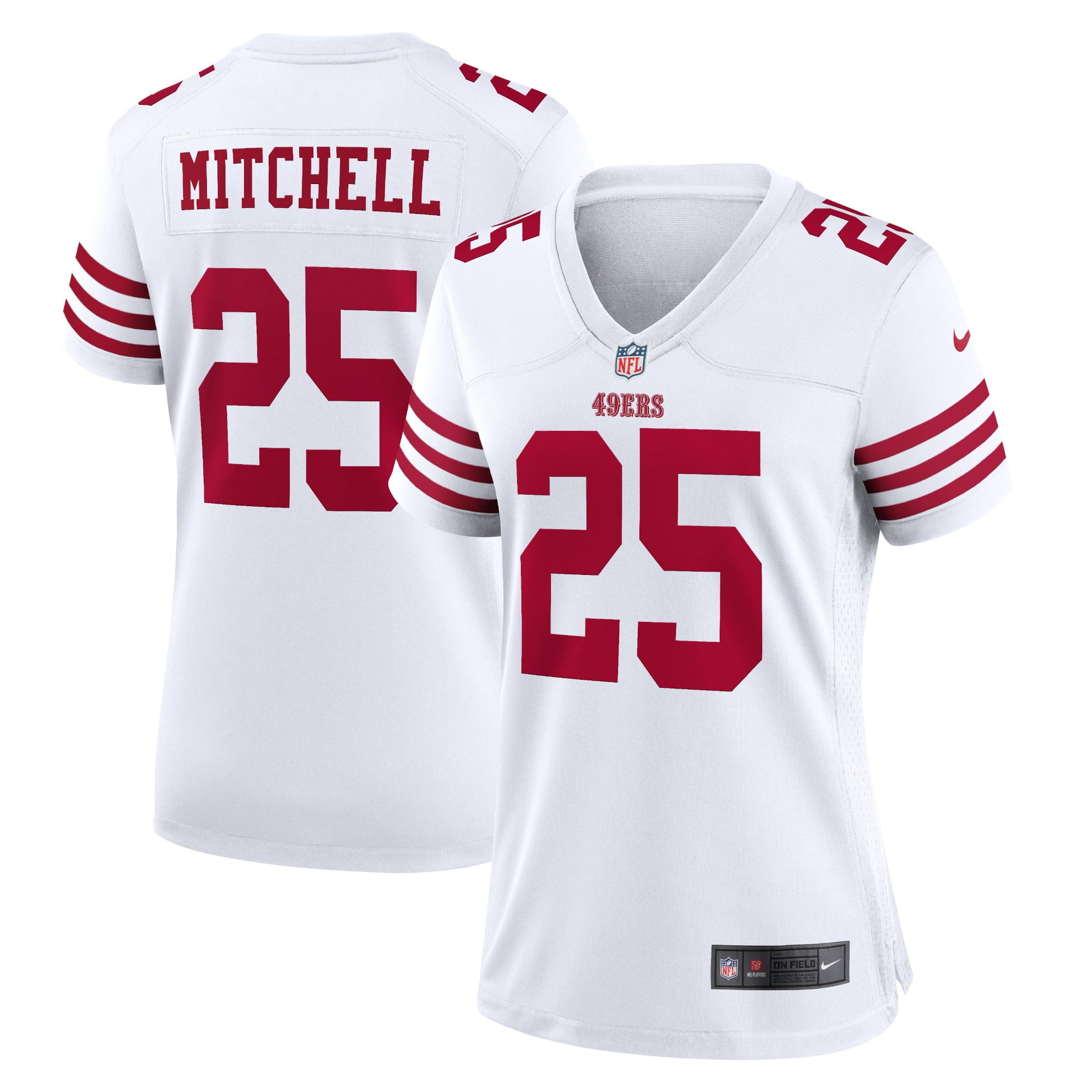 Women s Nike Elijah Mitchell White San Francisco 49ers Player Game Jersey