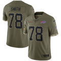 Men s Nike Bruce Smith Olive Buffalo Bills 2022 Salute To Service Retired Player Limited Jersey