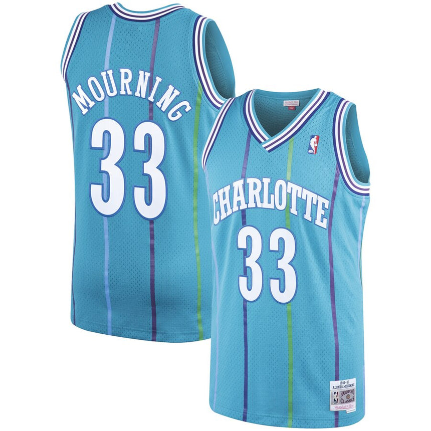 Men's Alonzo Mourning Charlotte Hornets 1992-93 Swingman Replica Jersey By Mitchell & Ness