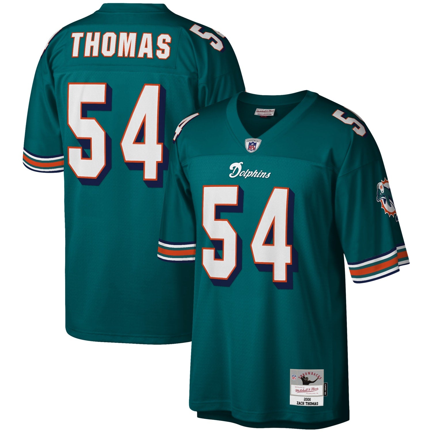 Zach Thomas Miami Dolphins Mitchell   Ness Legacy Replica Jersey   Aqua