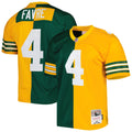Brett Favre Green Bay Packers Mitchell   Ness 1996 Split Legacy Replica Jersey   Green/Gold