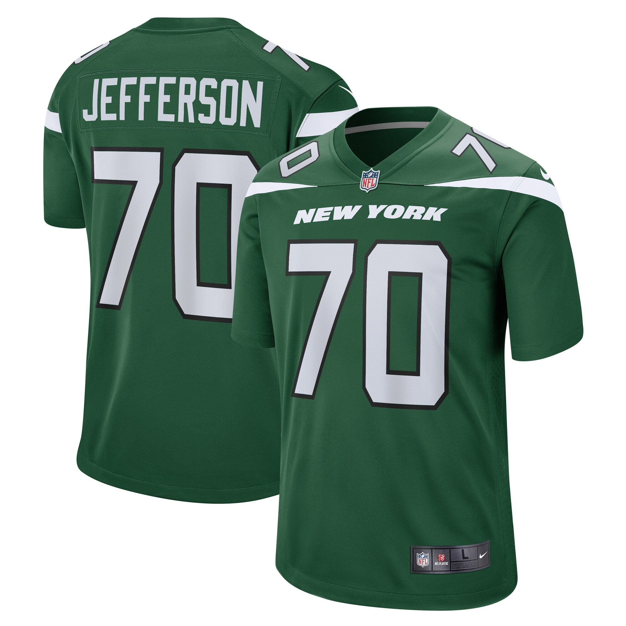 Quinton Jefferson New York Jets Nike Team Game Jersey   Gotham Green