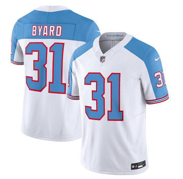 Men s Tennessee Titans Kevin Byard White Blue 2023 F.U.S.E. Vapor Limited Throwback Stitched Jersey