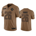 Men s Detroit Lions Jahmyr Gibbs 2023 Brown Salute To Service Limited Stitched Jersey