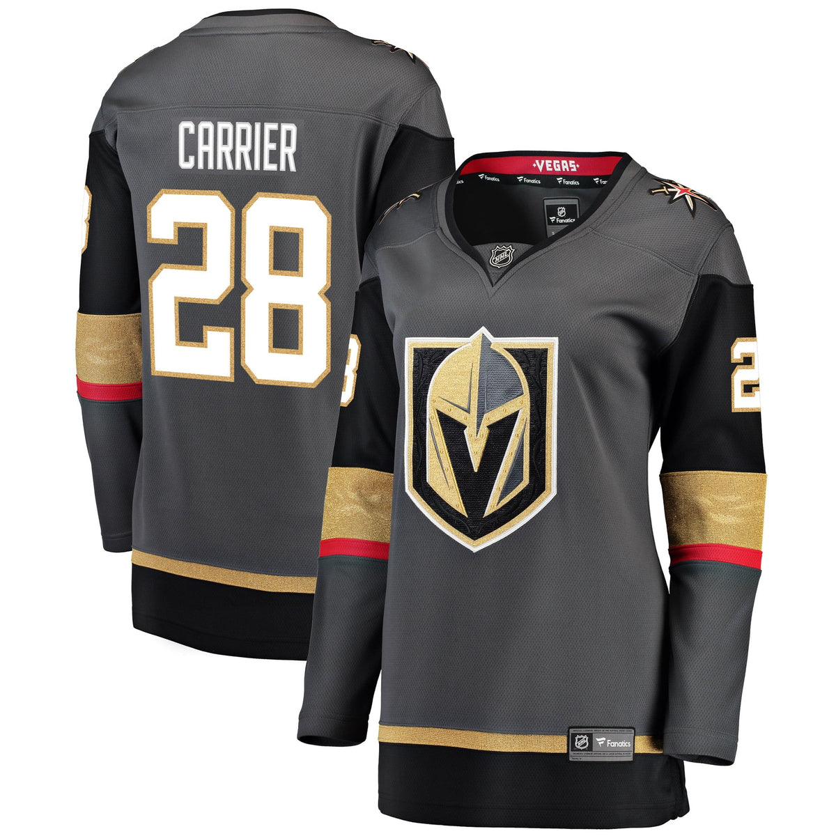 Women's Fanatics Branded William Carrier Gray Vegas Golden Knights Alternate Breakaway Player Jersey
