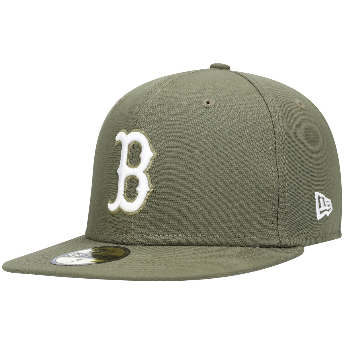 Boston Red Sox New Era White Logo 59FIFTY Fitted Hat - Olive