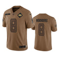 Men s New York Jets Aaron Rodgers 2023 Brown Salute To Service Limited Stitched Jersey