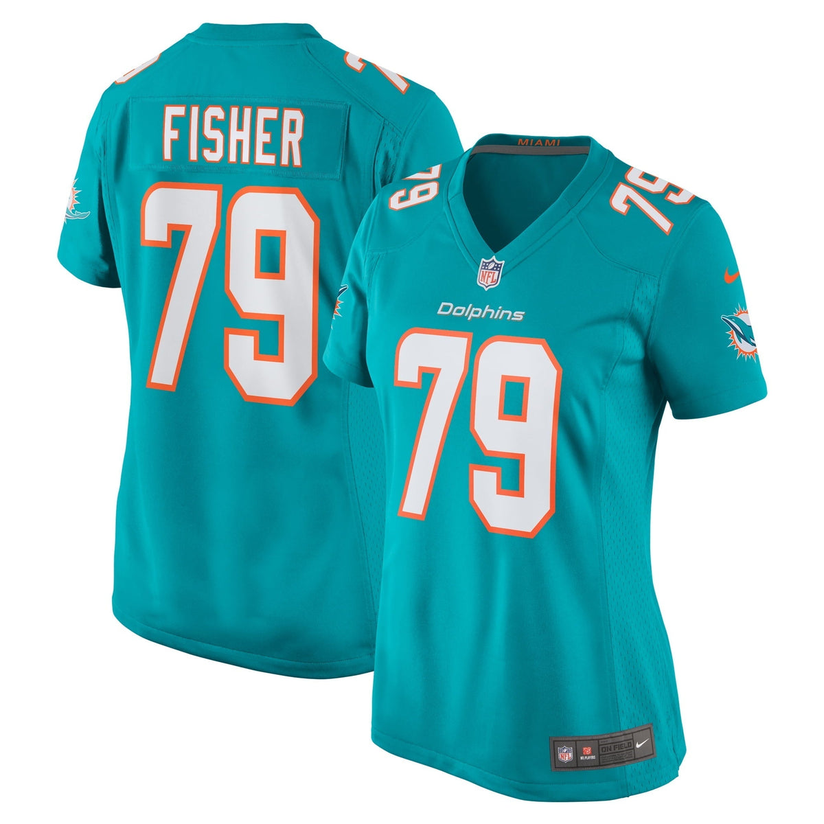Women s Nike Eric Fisher Aqua Miami Dolphins Home Game Player Jersey