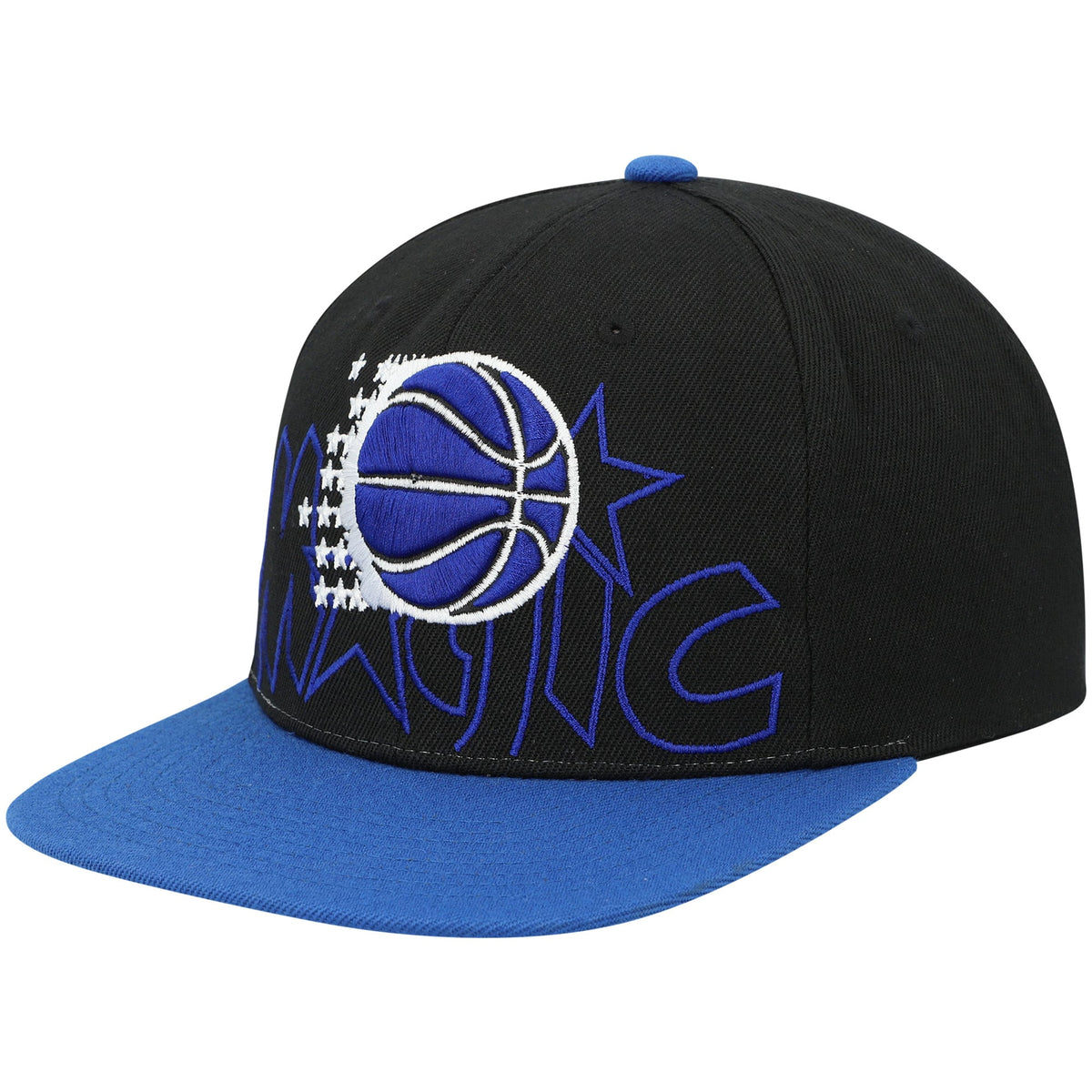 Orlando Magic Mitchell & Ness Hardwood Classics Low Big Face Snapback Hat - Black/Blue