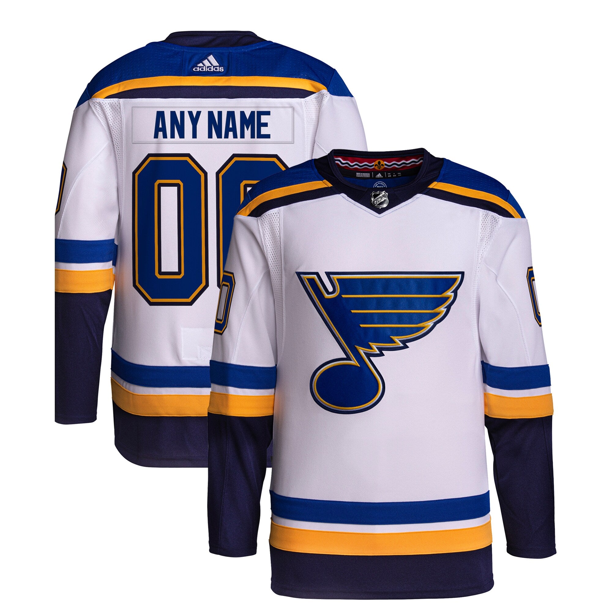 St. Louis Blues adidas Away Custom Primegreen Authentic Pro Jersey White