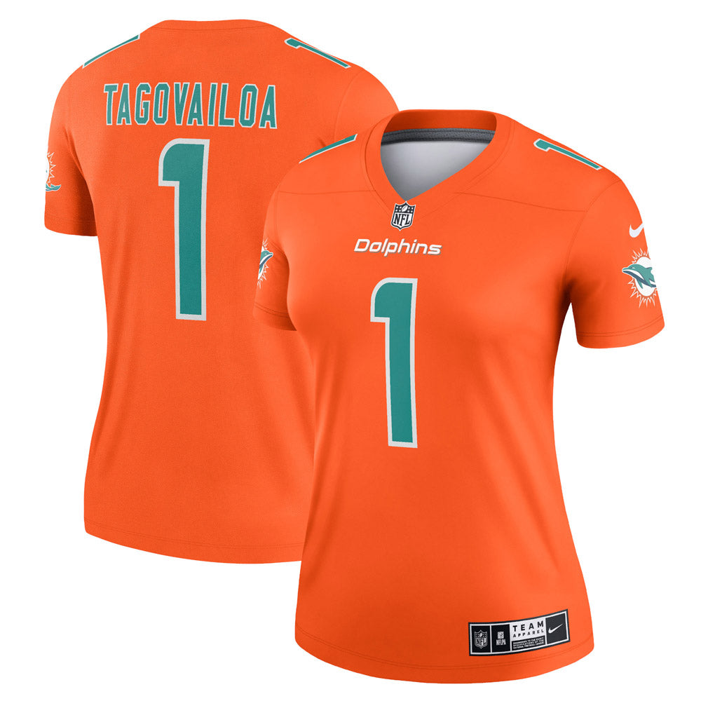 Women s Miami Dolphins Tua Tagovailoa Inverted Legend Jersey Orange