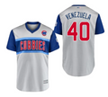 Men's Chicago Cubs Willson Contreras 'Venezuela' Majestic Gray 2019 MLB Little League Classic Replica Player Jersey