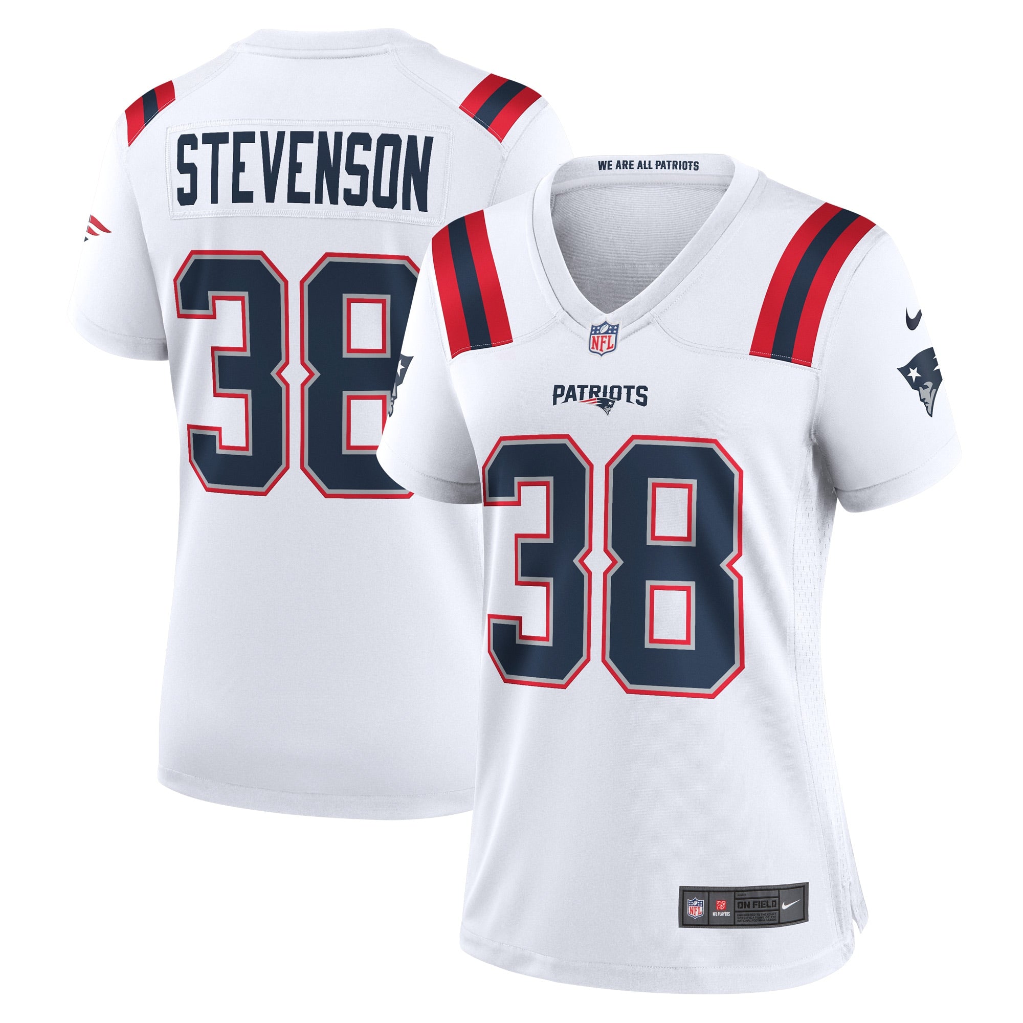 Rhamondre Stevenson New England Patriots Nike Women s Game Player Jersey   White