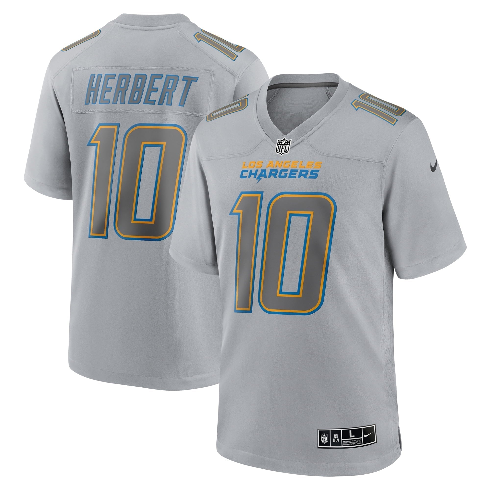 Men s Nike Justin Herbert Gray Los Angeles Chargers Atmosphere Fashion Game Jersey