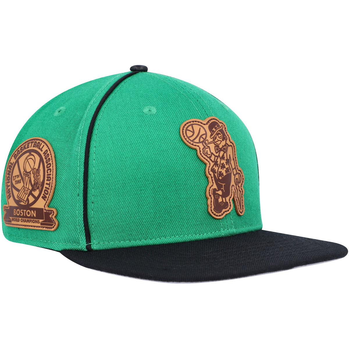 Boston Celtics Pro Standard Heritage Leather Patch Snapback Hat - Kelly Green/Black