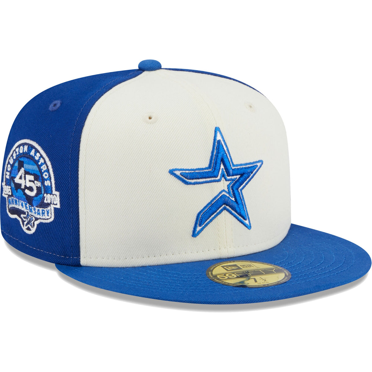 Houston Astros New Era Chrome Anniversary 59FIFTY Fitted Hat - Cream/Royal