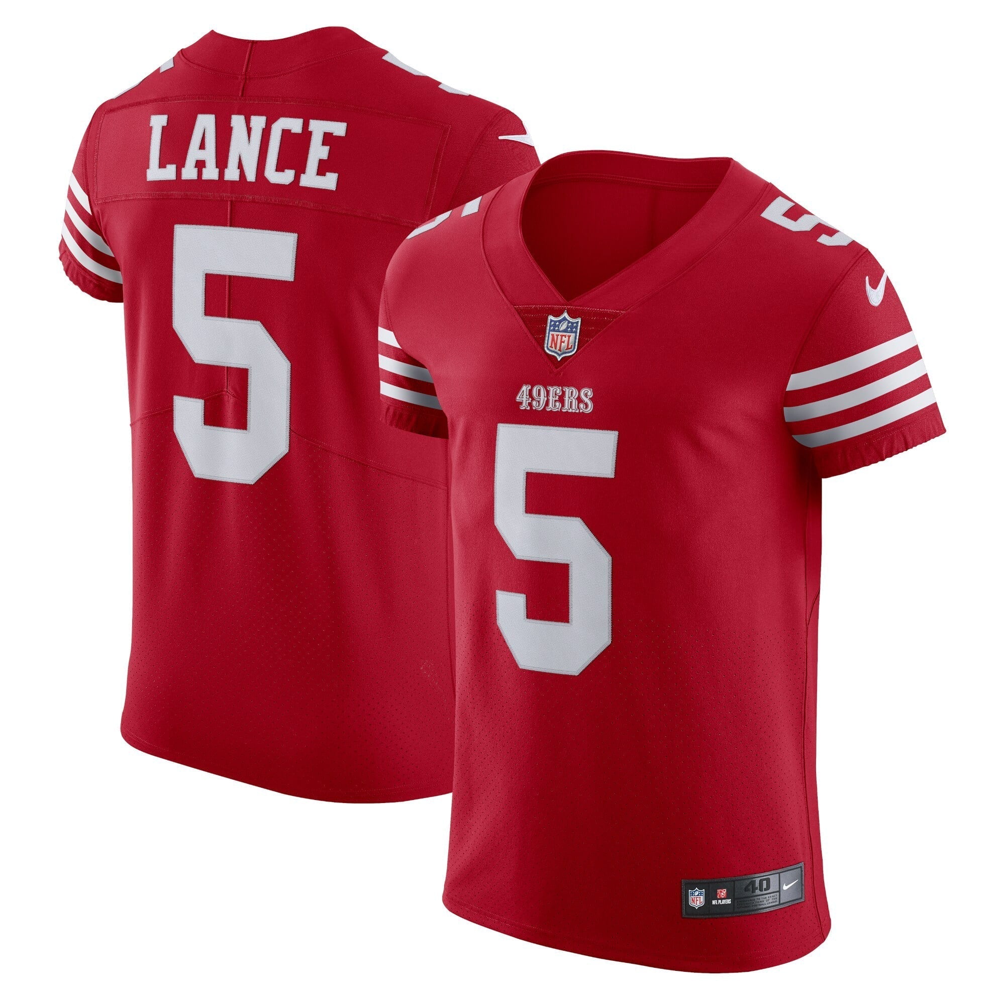 Men s Nike Trey Lance Scarlet San Francisco 49ers Vapor Elite Jersey