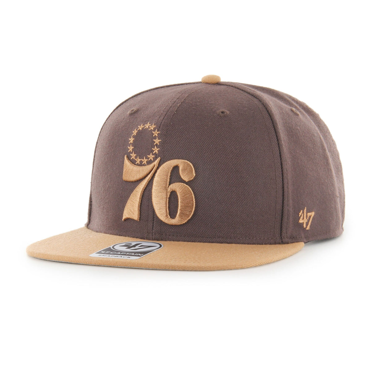 Philadelphia 76ers '47 No Shot Two-Tone Captain Snapback Hat - Brown