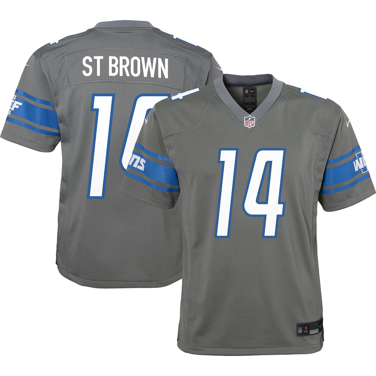 Amon-Ra St. Brown Detroit Lions Nike Youth Game Jersey   Silver
