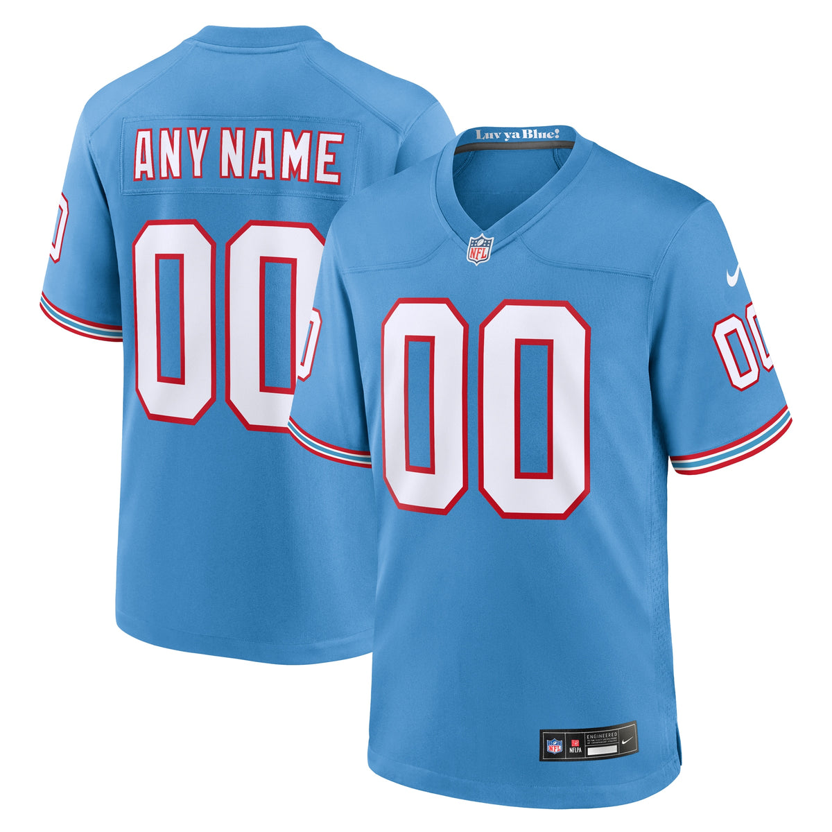 Tennessee Titans Nike Oilers Throwback Custom Game Jersey   Light Blue