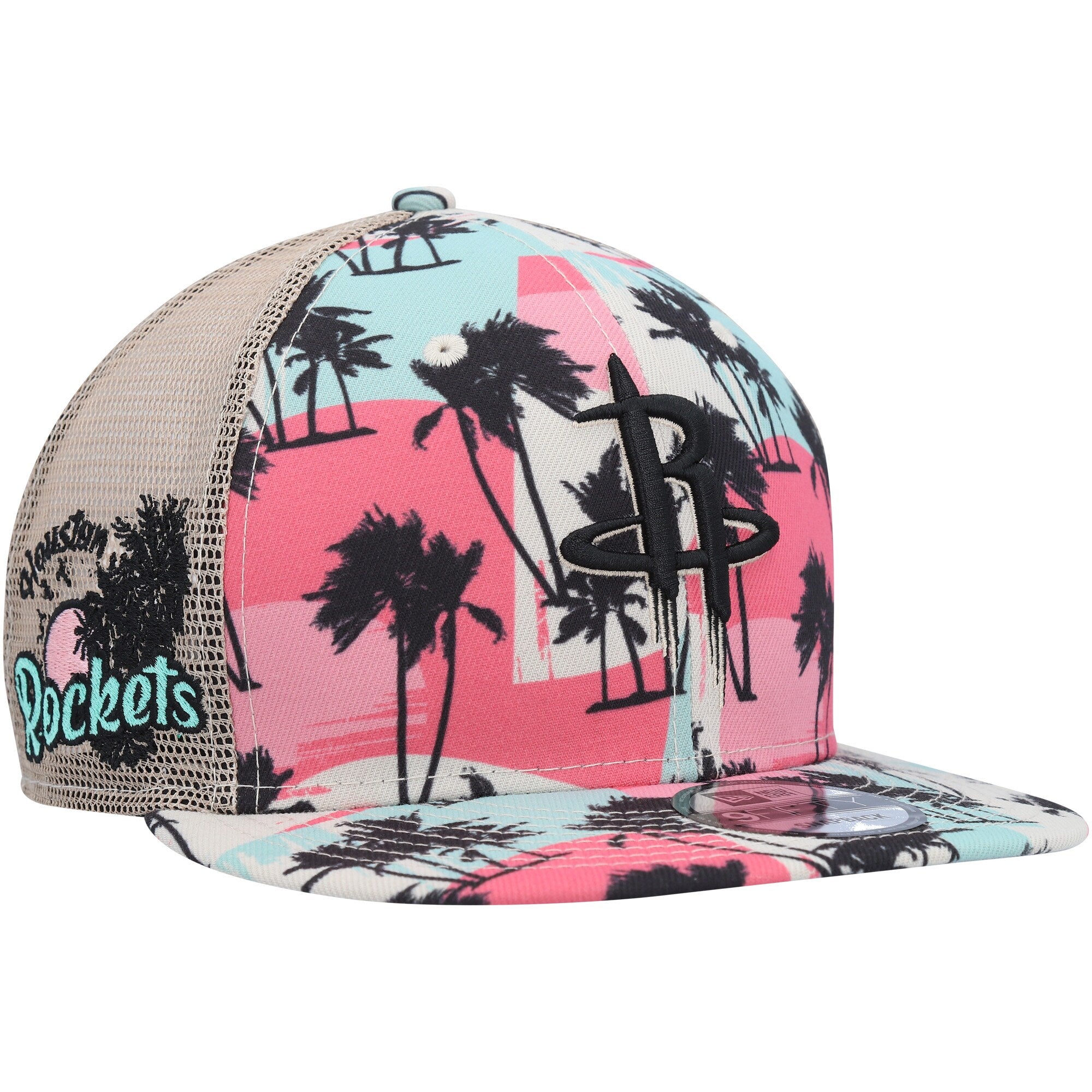 Houston Rockets New Era Palm Trees 9FIFTY Trucker Snapback Hat - Cream