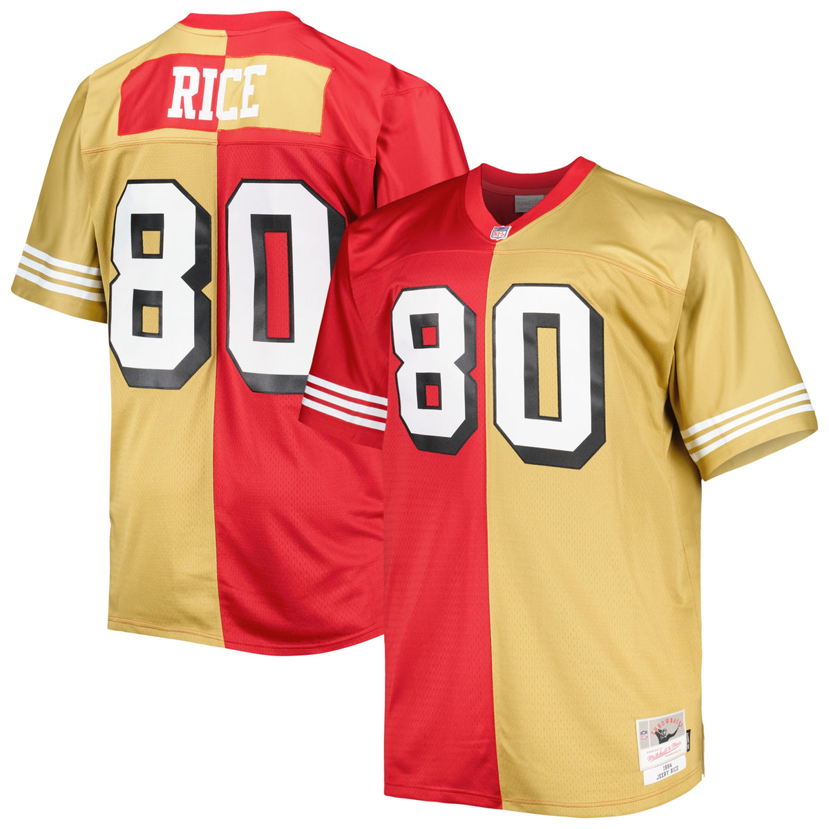 Jerry Rice San Francisco 49ers Mitchell   Ness Big   Tall Split Legacy Retired Player Replica Jersey   Scarlet/Gold
