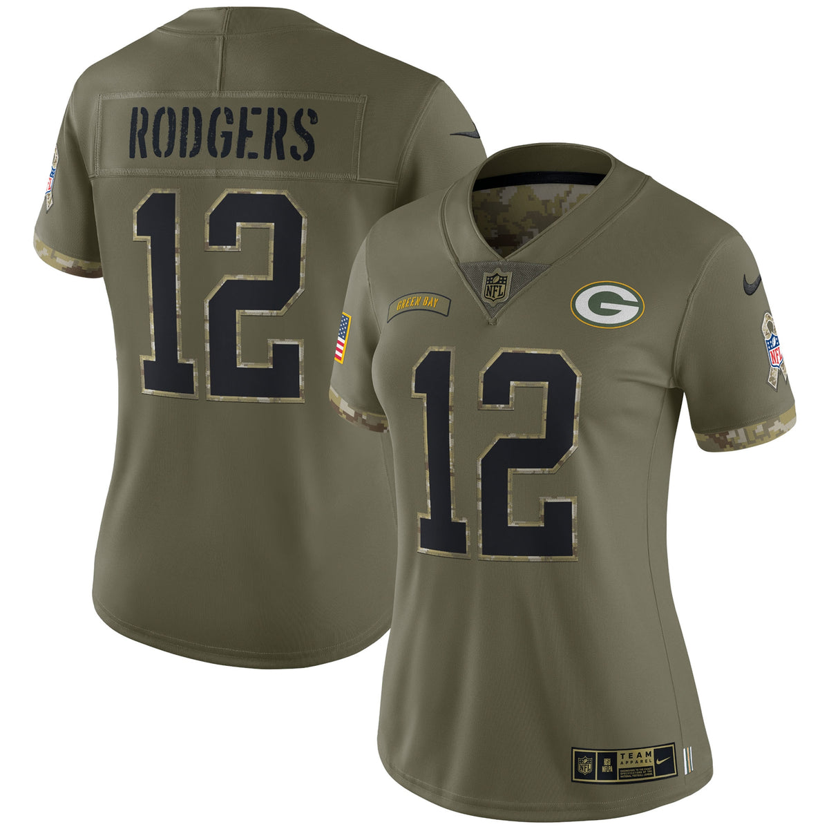 Aaron Rodgers Green Bay Packers Nike Women s 2022 Salute To Service Limited Jersey   Olive