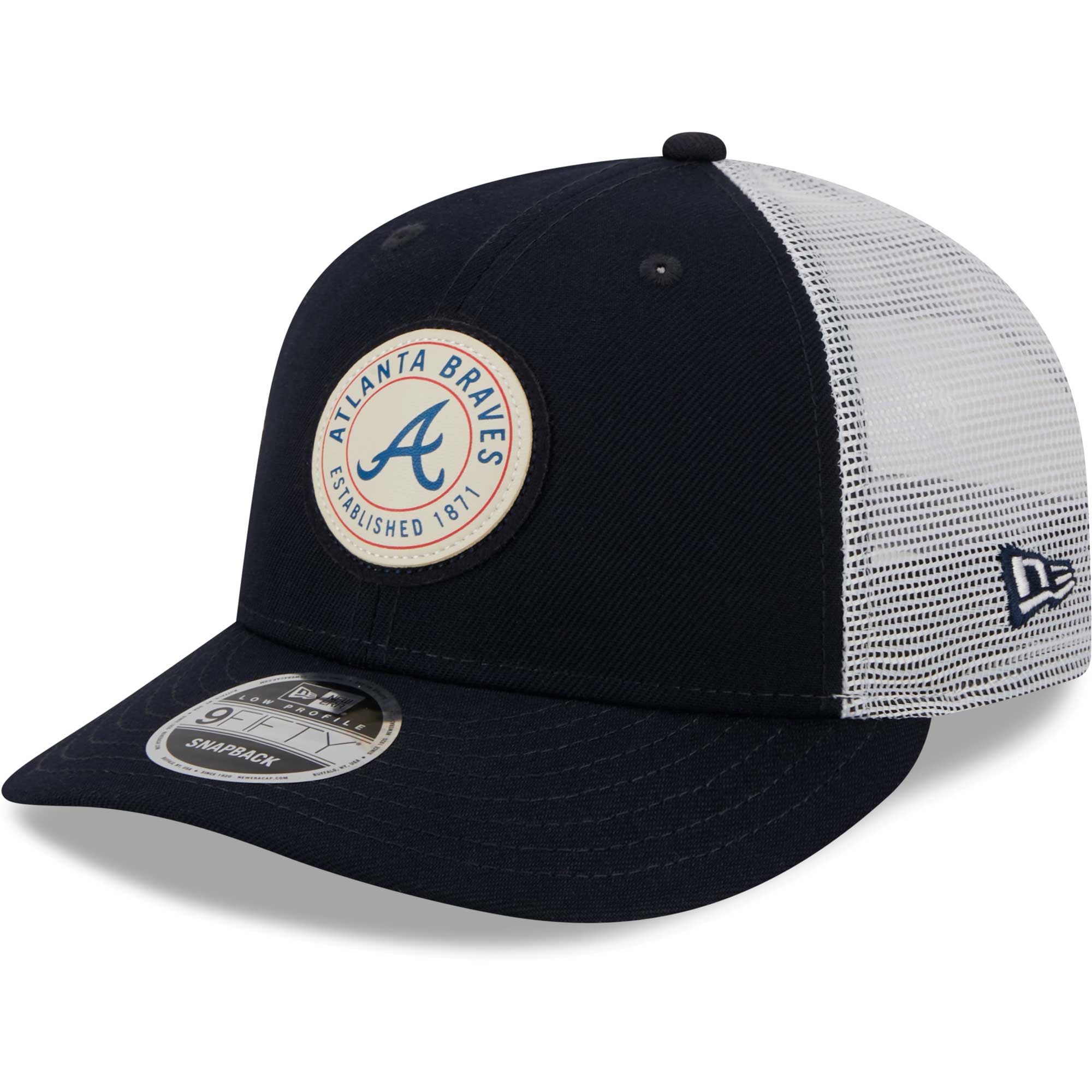 Atlanta Braves New Era Circle Trucker Low Profile 9FIFTY Snapback Hat - Navy
