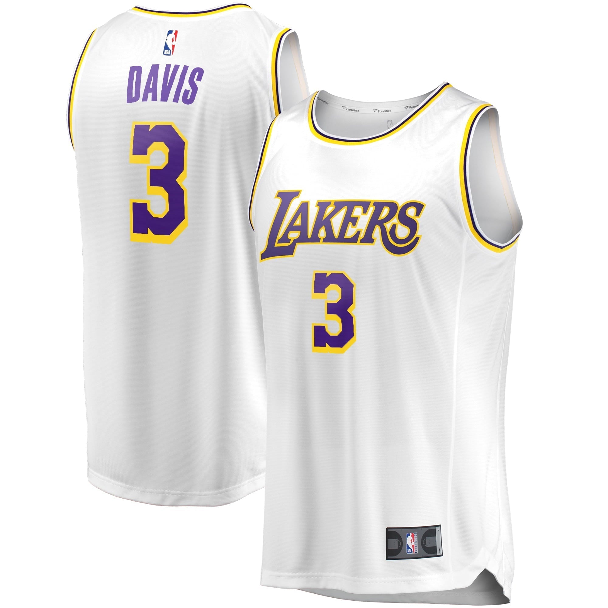 Youth Fanatics Branded Anthony Davis White Los Angeles Lakers Fast Break Player Replica Jersey - Association Edition