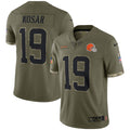 Bernie Kosar Cleveland Browns 2022 Salute To Service Retired Player Limited Jersey   Olive