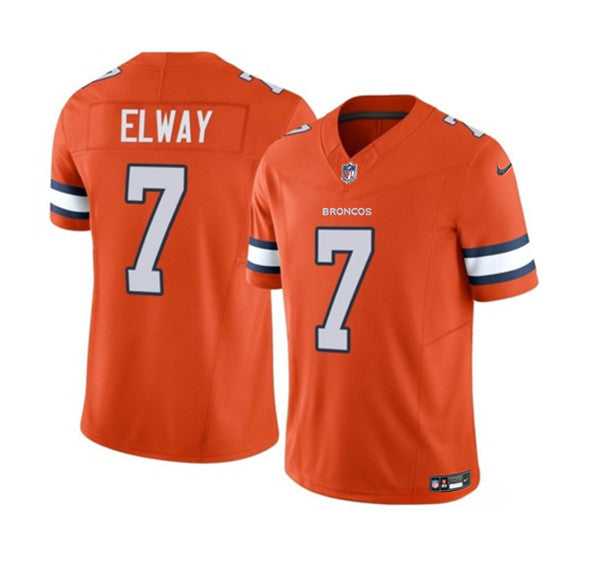 Men s Denver Broncos John Elway Orange 2023 Vapor Untouchable  Stitched Jerseys
