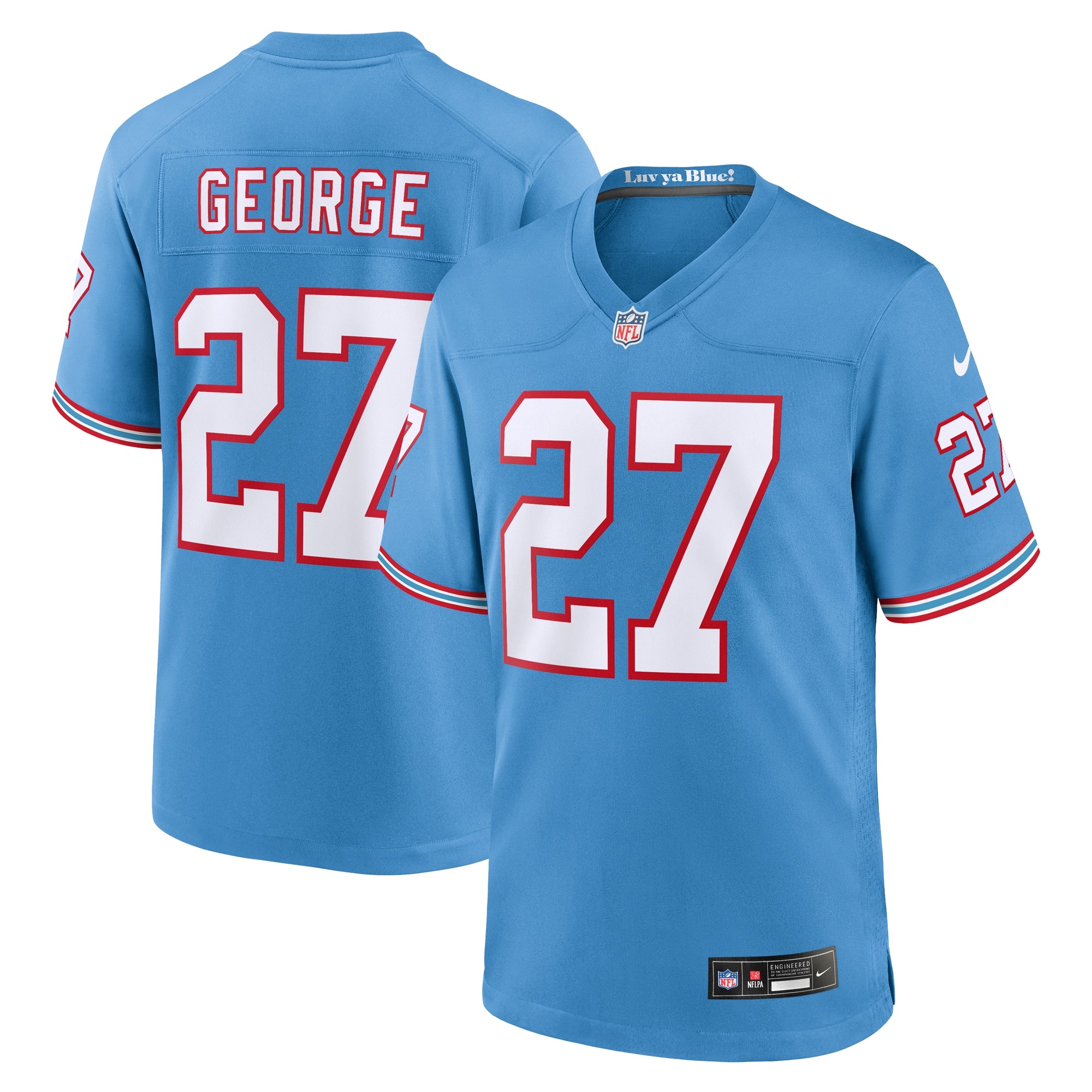 Eddie George Tennessee Titans Nike Oilers Throwback Retired Player Game Jersey   Light Blue