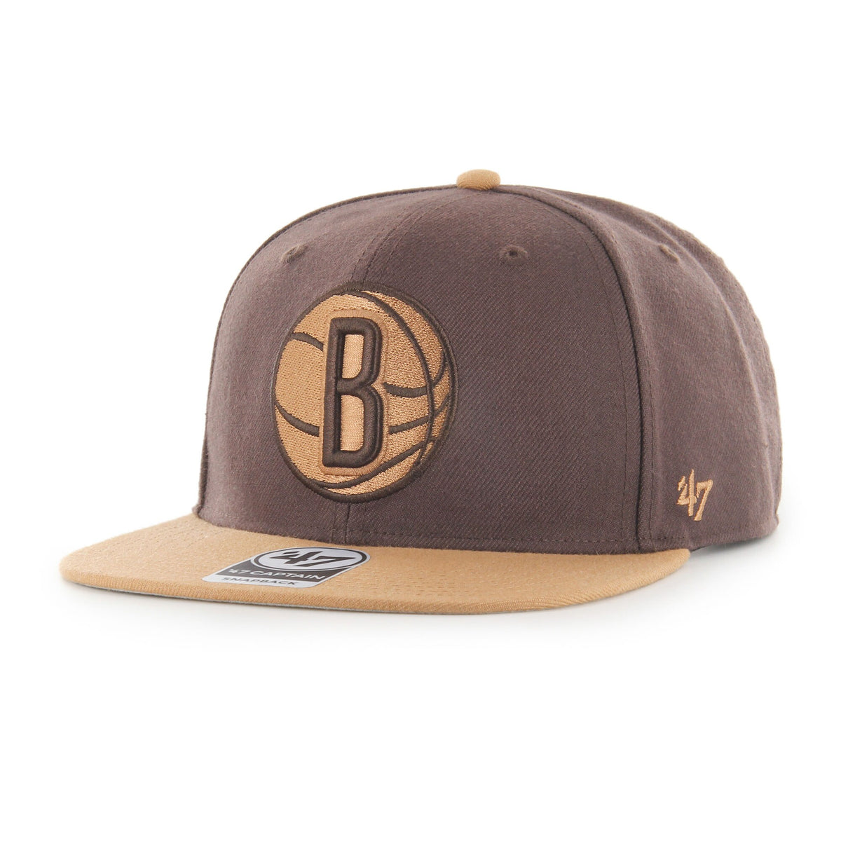 Brooklyn Nets '47 No Shot Two-Tone Captain Snapback Hat - Brown