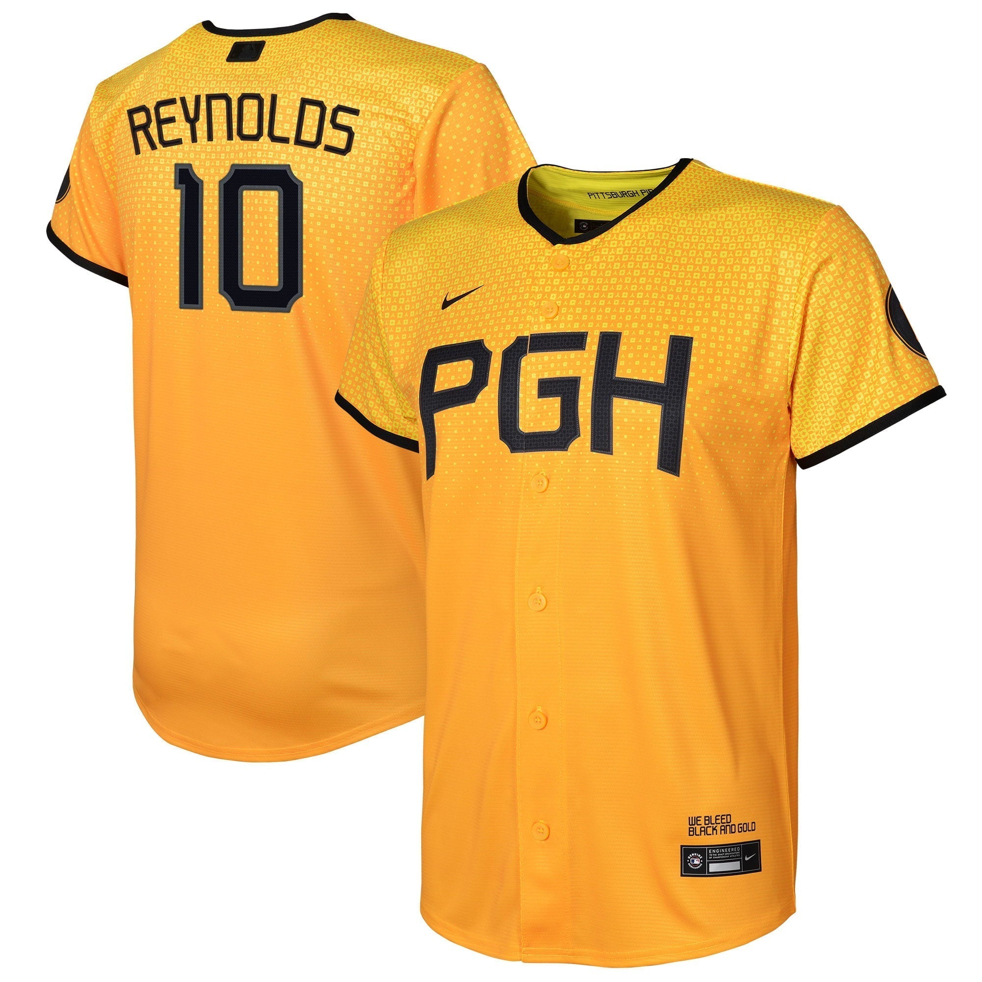 Youth Nike Bryan Reynolds Gold Pittsburgh Pirates 2023 City Connect Replica Player Jersey