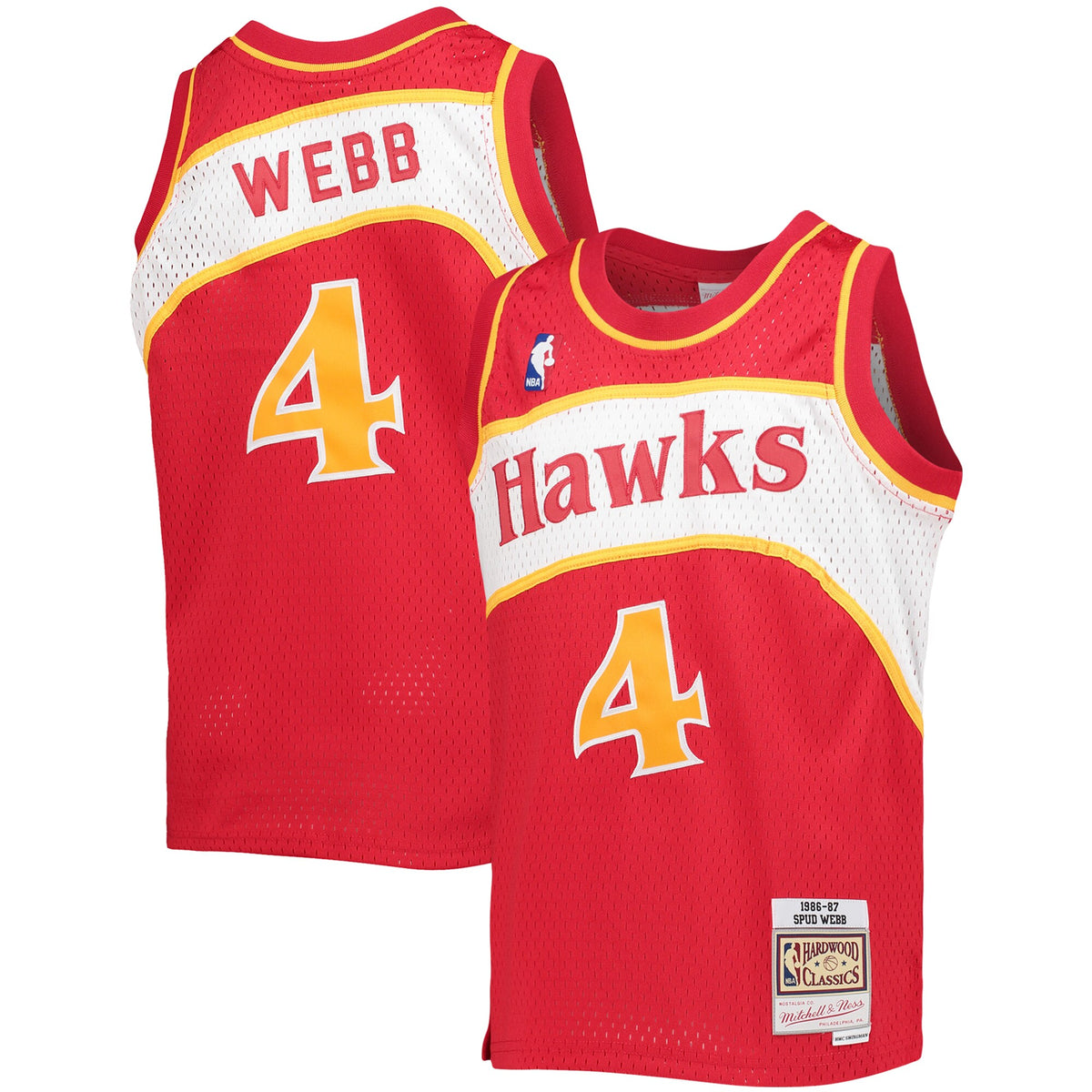 Spud Webb Atlanta Hawks, NBA Jerseys Mitchell & Ness Youth 1986-87 Hardwood Classics Swingman Jersey - Red