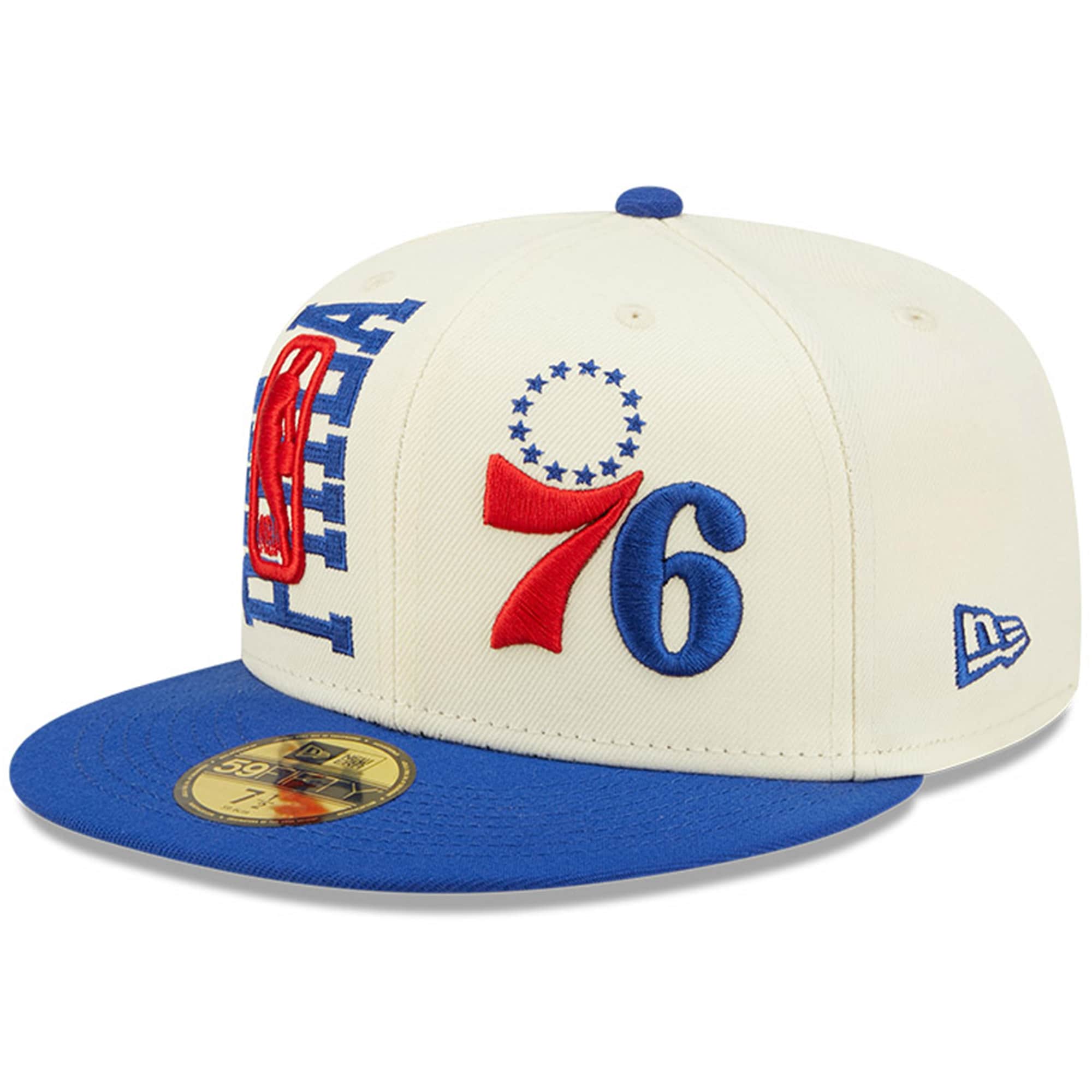 Philadelphia 76ers New Era 2022 NBA Draft 59FIFTY Fitted Hat - Cream/Royal