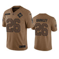 Men s New York Giants Saquon Barkley 2023 Brown Salute To Service Limited Stitched Jersey