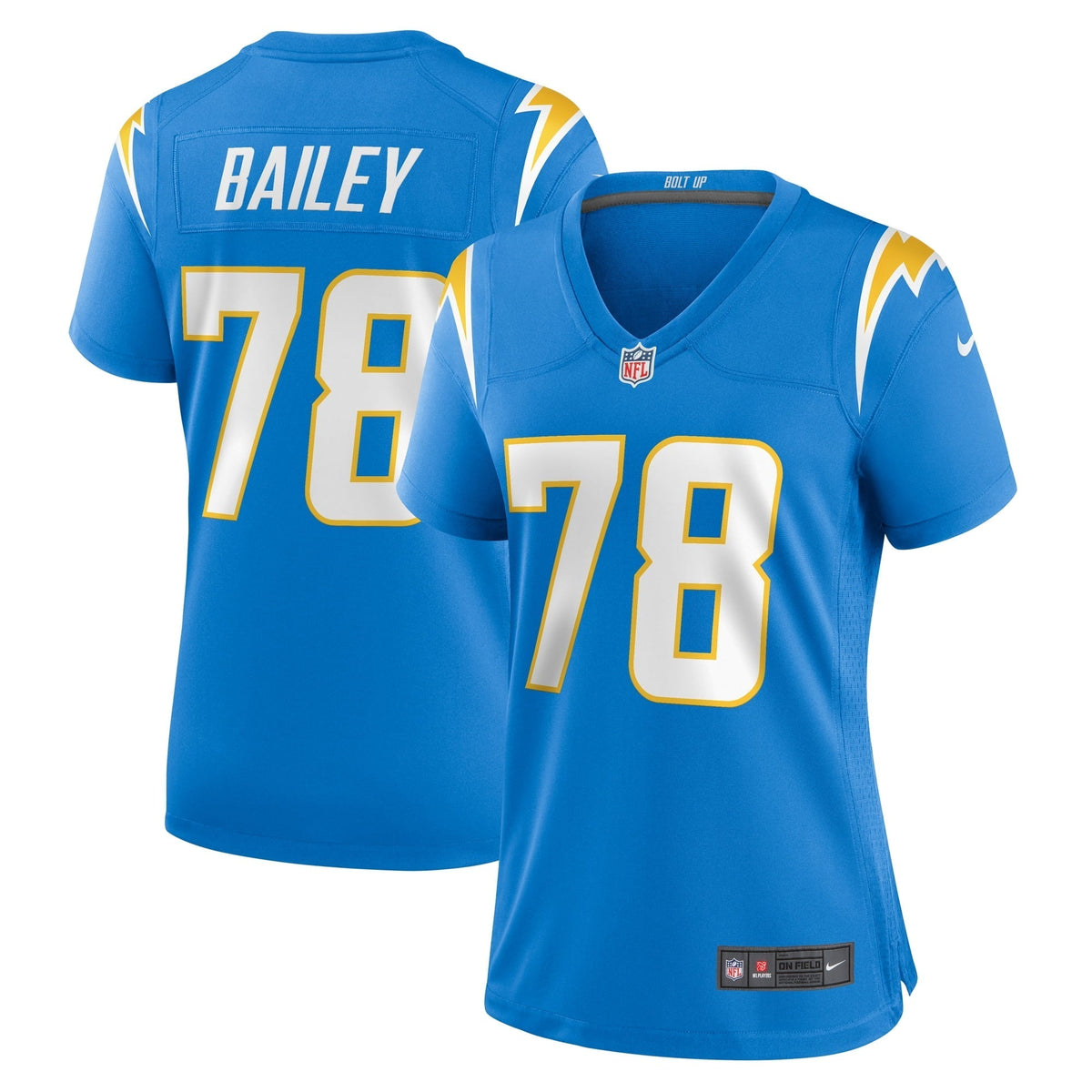 Women s Nike Zack Bailey Powder Blue Los Angeles Chargers Player Game Jersey
