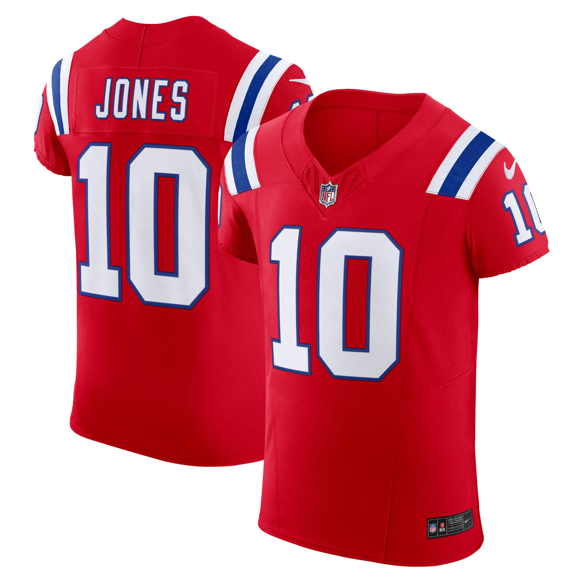 Mac Jones New England Patriots Nike Alternate Vapor F.U.S.E. Elite Jersey   Red
