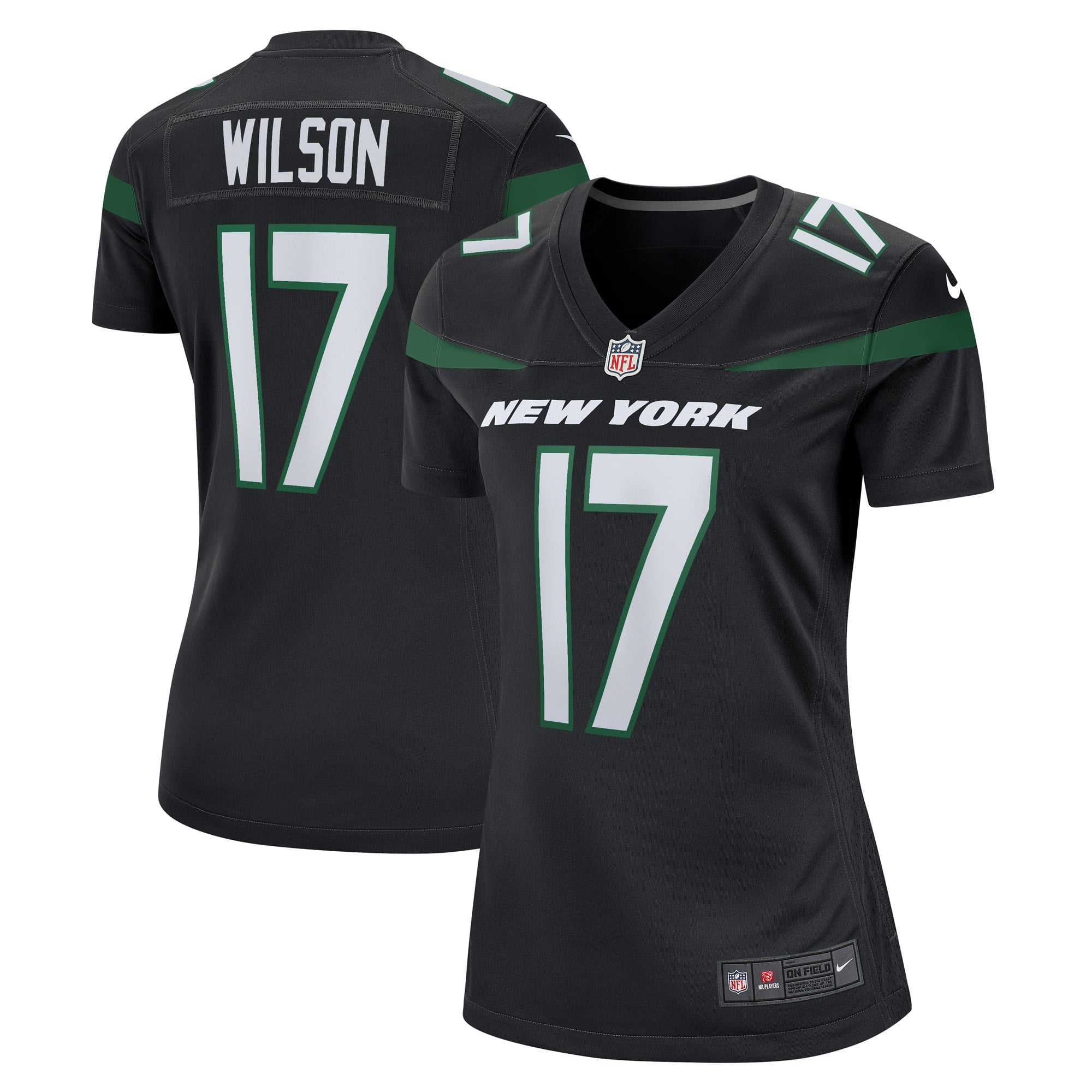 Women s Nike Garrett Wilson Stealth Black New York Jets Alternate Game Player Jersey